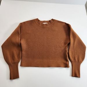 Pink Rose Cropped Ribbed Sweater Medium